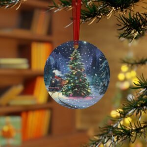 christmas tree train metal ornament