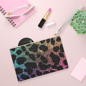 rainbow sparkle clutch bag colorful glitter print pouch for festivals and parties